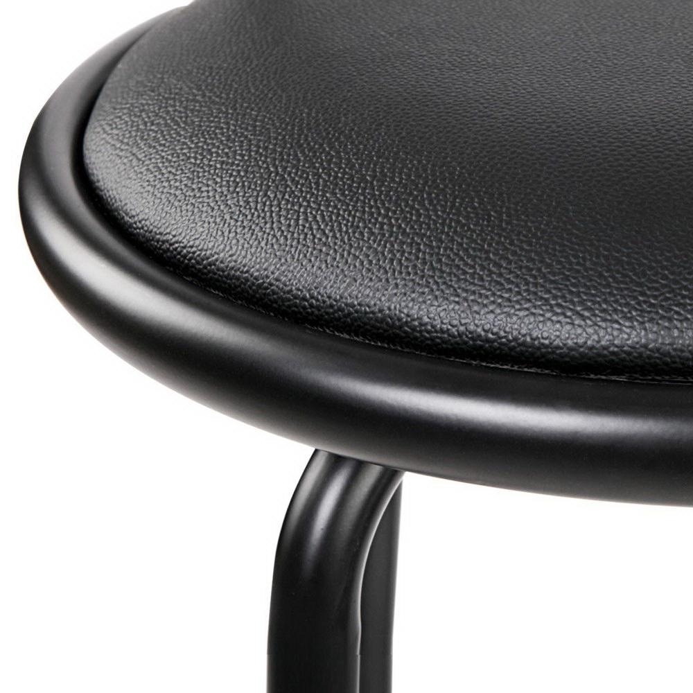 Artiss Set of 4 PU Leather Bar Stools in black with steel base, featuring a 360-degree swivel seat and curved backrest.